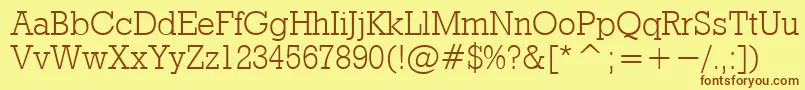 フォントRdoL – 茶色の文字が黄色の背景にあります。