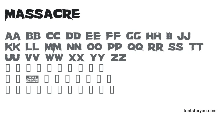 Шрифт Massacre – алфавит, цифры, специальные символы