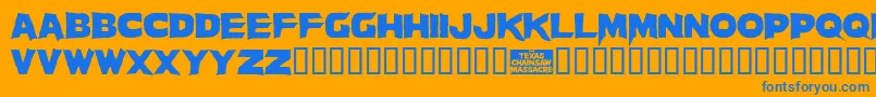 Massacre Font – Blue Fonts on Orange Background