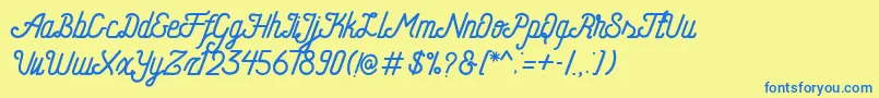 Weitere Informationen zur HometownFreeScript-Schriftart HometownFreeScript-Schriftart – Blaue Schriften auf gelbem Hintergrund