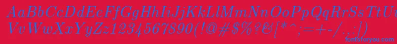 フォントEuclidItalic – 赤い背景に青い文字