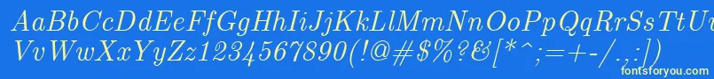 フォントEuclidItalic – 黄色の文字、青い背景