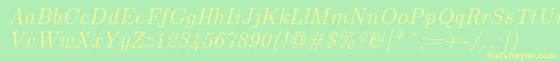 EuclidItalic Font – Yellow Fonts on Green Background