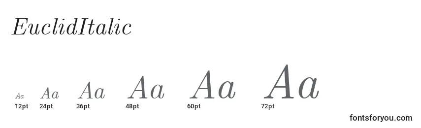 Размеры шрифта EuclidItalic