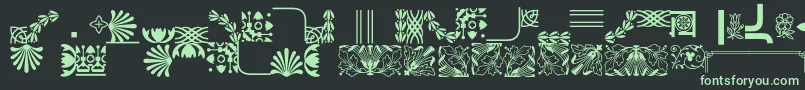 Bordersornament4-fontti – vihreät fontit mustalla taustalla