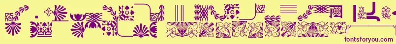 Bordersornament4-Schriftart – Violette Schriften auf gelbem Hintergrund