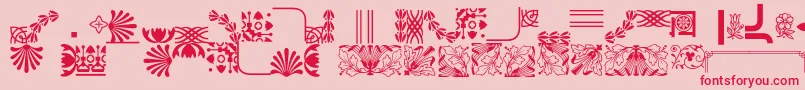 Bordersornament4-fontti – punaiset fontit vaaleanpunaisella taustalla