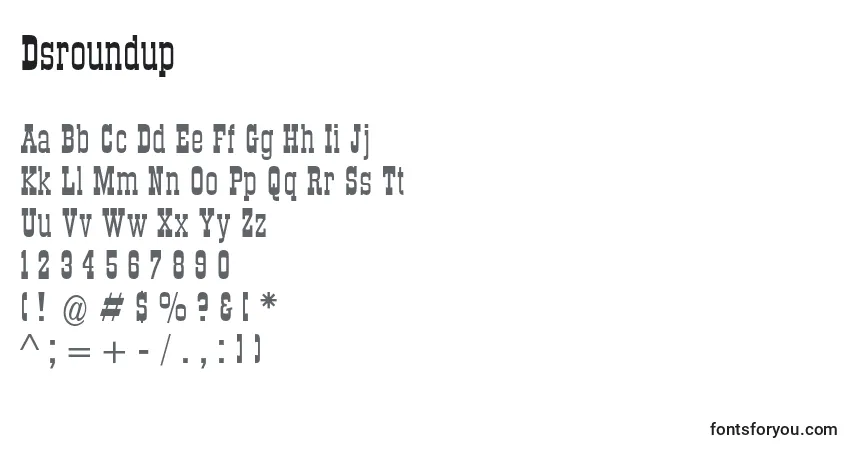 Czcionka Dsroundup (99171) – alfabet, cyfry, specjalne znaki