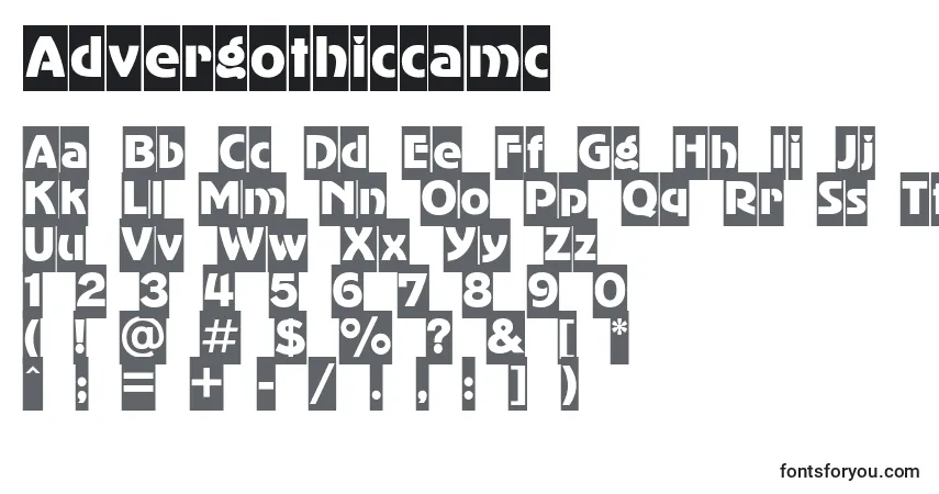Advergothiccamc-fontti – aakkoset, numerot, erikoismerkit