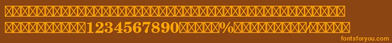 NewcenturyschlbkltstdFrabd-Schriftart – Orangefarbene Schriften auf braunem Hintergrund