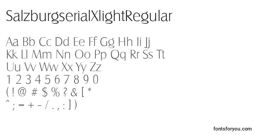 A fonte SalzburgserialXlightRegular – alfabeto, números, caracteres especiais