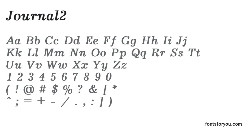 Czcionka Journal2 – alfabet, cyfry, specjalne znaki