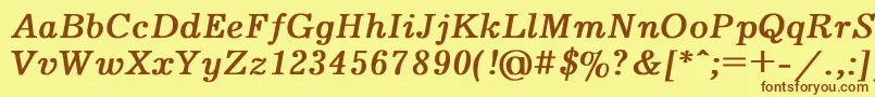 フォントJournal2 – 茶色の文字が黄色の背景にあります。