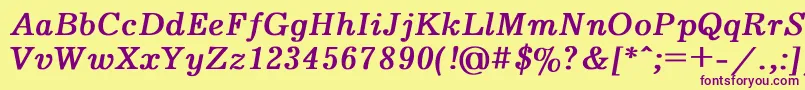 Journal2-fontti – violetit fontit keltaisella taustalla