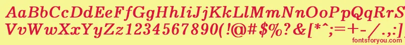 Journal2-fontti – punaiset fontit keltaisella taustalla