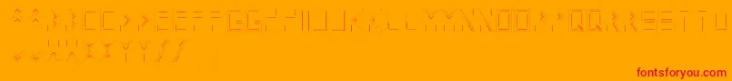 Linecap-Schriftart – Rote Schriften auf orangefarbenem Hintergrund