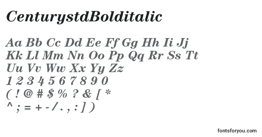 Шрифт CenturystdBolditalic – алфавит, цифры, специальные символы