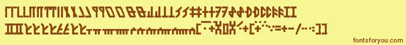 フォントDethekStone – 茶色の文字が黄色の背景にあります。