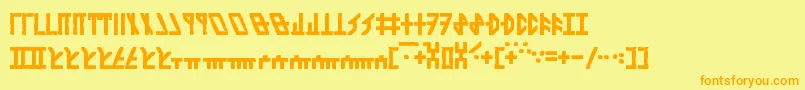 フォントDethekStone – オレンジの文字が黄色の背景にあります。