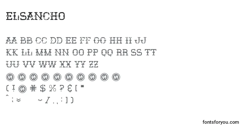 A fonte Elsancho – alfabeto, números, caracteres especiais