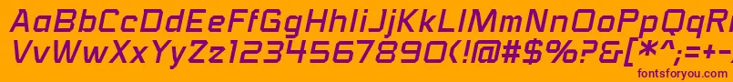 VoiceactivatedbbItal-Schriftart – Violette Schriften auf orangefarbenem Hintergrund