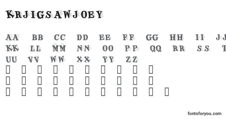Czcionka KrJigsawJoey – alfabet, cyfry, specjalne znaki