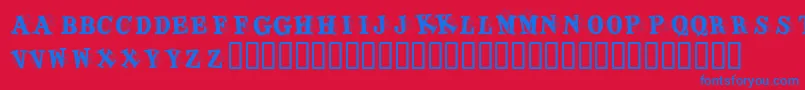 KrJigsawJoey-Schriftart – Blaue Schriften auf rotem Hintergrund