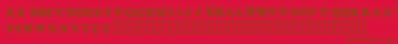 KrJigsawJoey-Schriftart – Braune Schriften auf rotem Hintergrund