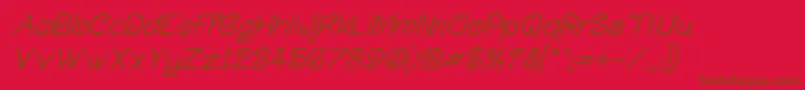 CurlmudgeonItalic-Schriftart – Braune Schriften auf rotem Hintergrund