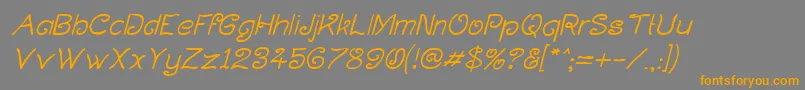 フォントCurlmudgeonItalic – オレンジの文字は灰色の背景にあります。