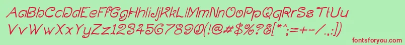 Czcionka CurlmudgeonItalic – czerwone czcionki na zielonym tle