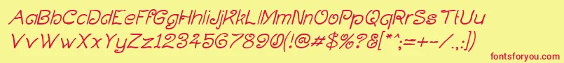 CurlmudgeonItalic Font – Red Fonts on Yellow Background