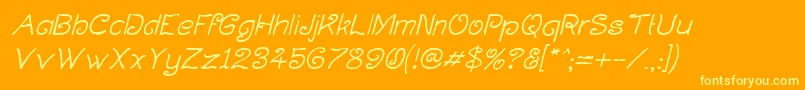 Шрифт CurlmudgeonItalic – жёлтые шрифты на оранжевом фоне