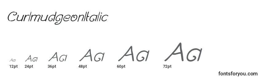 Размеры шрифта CurlmudgeonItalic