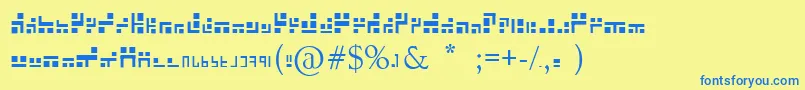 フォントExabf – 青い文字が黄色の背景にあります。