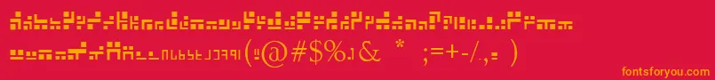 フォントExabf – 赤い背景にオレンジの文字