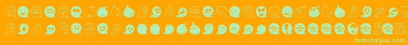 Czcionka FluffyGhostDing – zielone czcionki na pomarańczowym tle