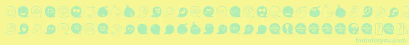 Шрифт FluffyGhostDing – зелёные шрифты на жёлтом фоне