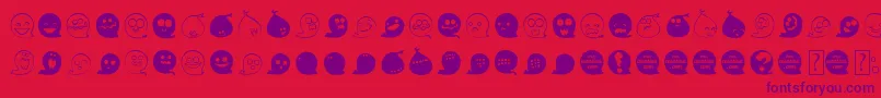 Więcej informacji o czcionce FluffyGhostDing Czcionka FluffyGhostDing – fioletowe czcionki na czerwonym tle