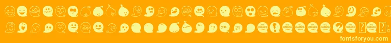 Шрифт FluffyGhostDing – жёлтые шрифты на оранжевом фоне