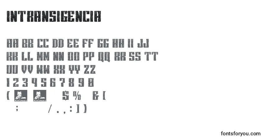Intransigencia Font – alphabet, numbers, special characters