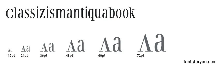 Classizismantiquabook-fontin koot