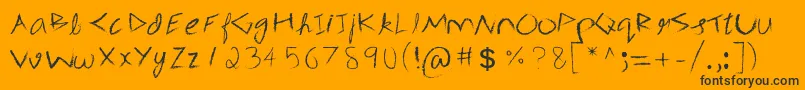 3mSpasynote-Schriftart – Schwarze Schriften auf orangefarbenem Hintergrund