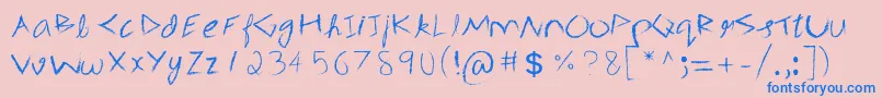 3mSpasynote-Schriftart – Blaue Schriften auf rosa Hintergrund
