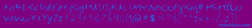 3mSpasynote-fontti – siniset fontit violetilla taustalla