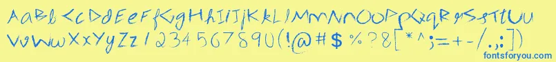 フォント3mSpasynote – 青い文字が黄色の背景にあります。