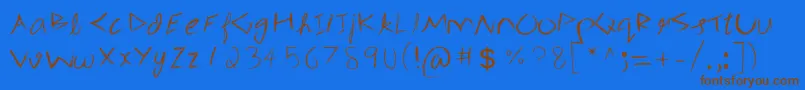 3mSpasynote-Schriftart – Braune Schriften auf blauem Hintergrund