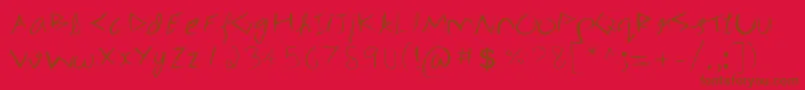 3mSpasynote-Schriftart – Braune Schriften auf rotem Hintergrund