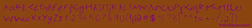 3mSpasynote-Schriftart – Violette Schriften auf braunem Hintergrund