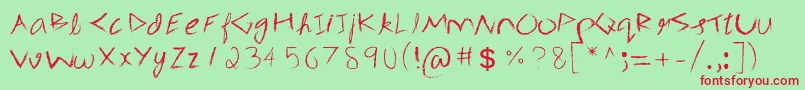 3mSpasynote-Schriftart – Rote Schriften auf grünem Hintergrund